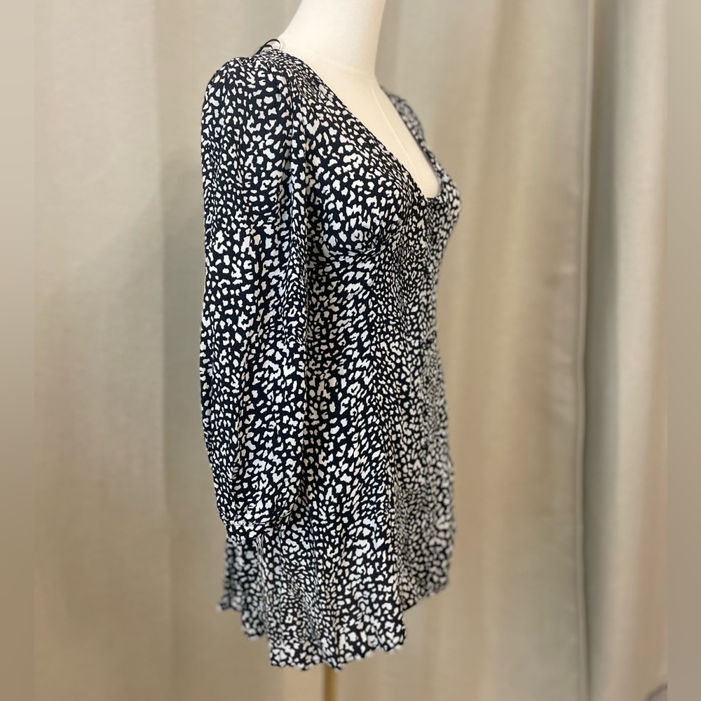 Zara Black and White Leopard Print Mini Dress - Picture 2 of 7